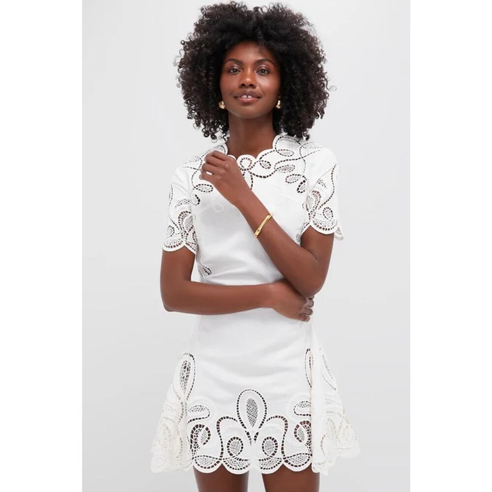 SIMKHAI Ivory Morrigan Short Sleeve Mini Dress Size 0 NWT